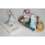 Two Beswick Beatrix Potter figures: Peter on his Book P4217 and My Dear Son Thomas P4169, each boxed