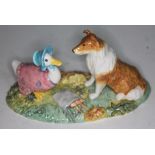 Beswick Beatrix Potter Tableau 'Kep and Jemima', model No. P4091, limited edition 0533/2000, with