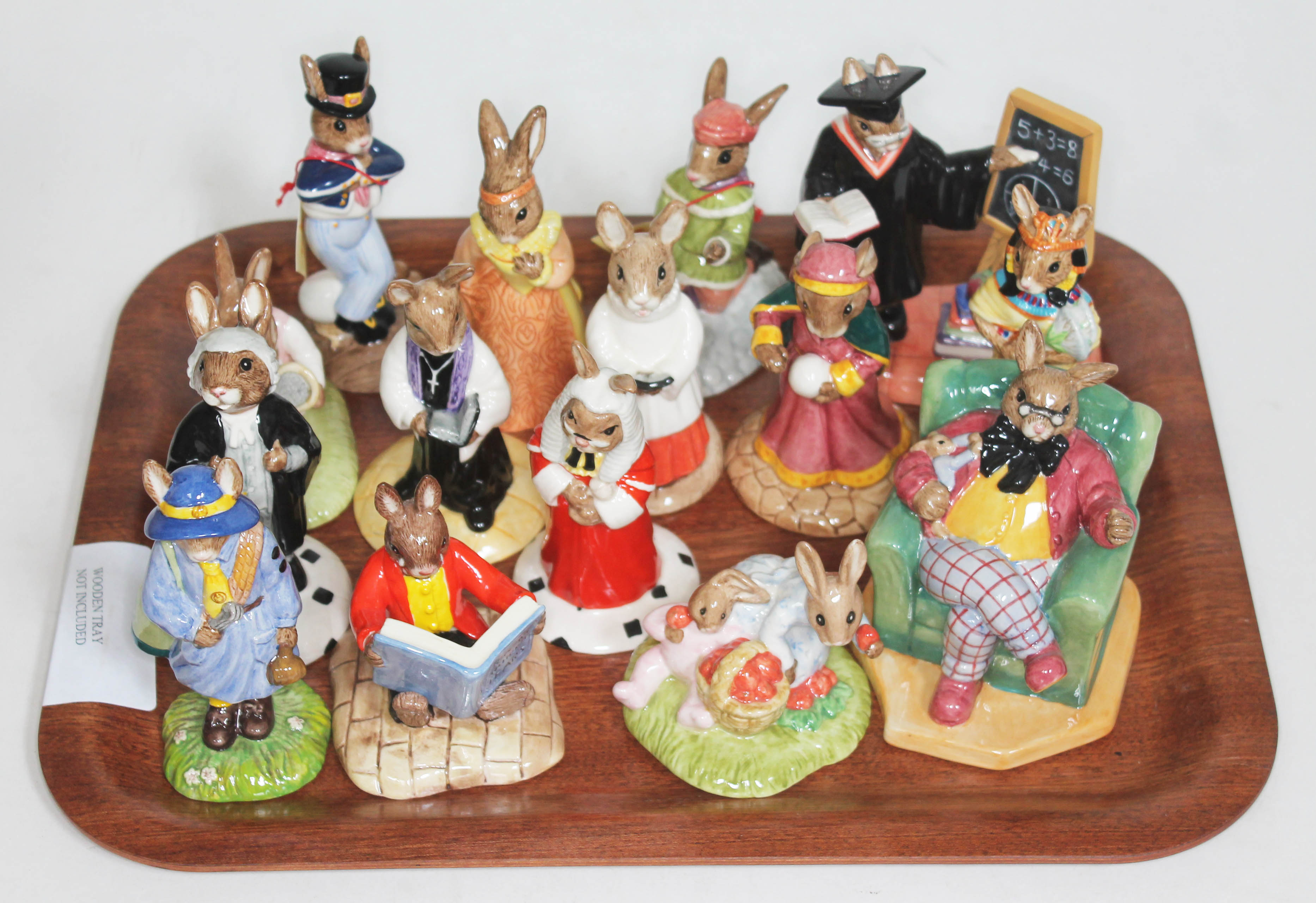 A group of 15 Royal Doulton Bunnykins figurines comprising: Judge Bunnykins DB188, Ankhesenamun DB