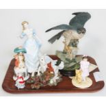 A group of six models comprising a limited edition 561/950 Royal Doulton figurine Peregrine Falcon