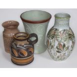 A group of four Denby pottery vases, tallest 27.5cm.