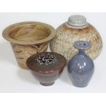 Four pieces of studio ceramics by Chris Aston, tallest 20cm.