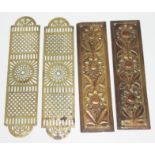 Two pairs of Victorian Aesthetic brass door plates.