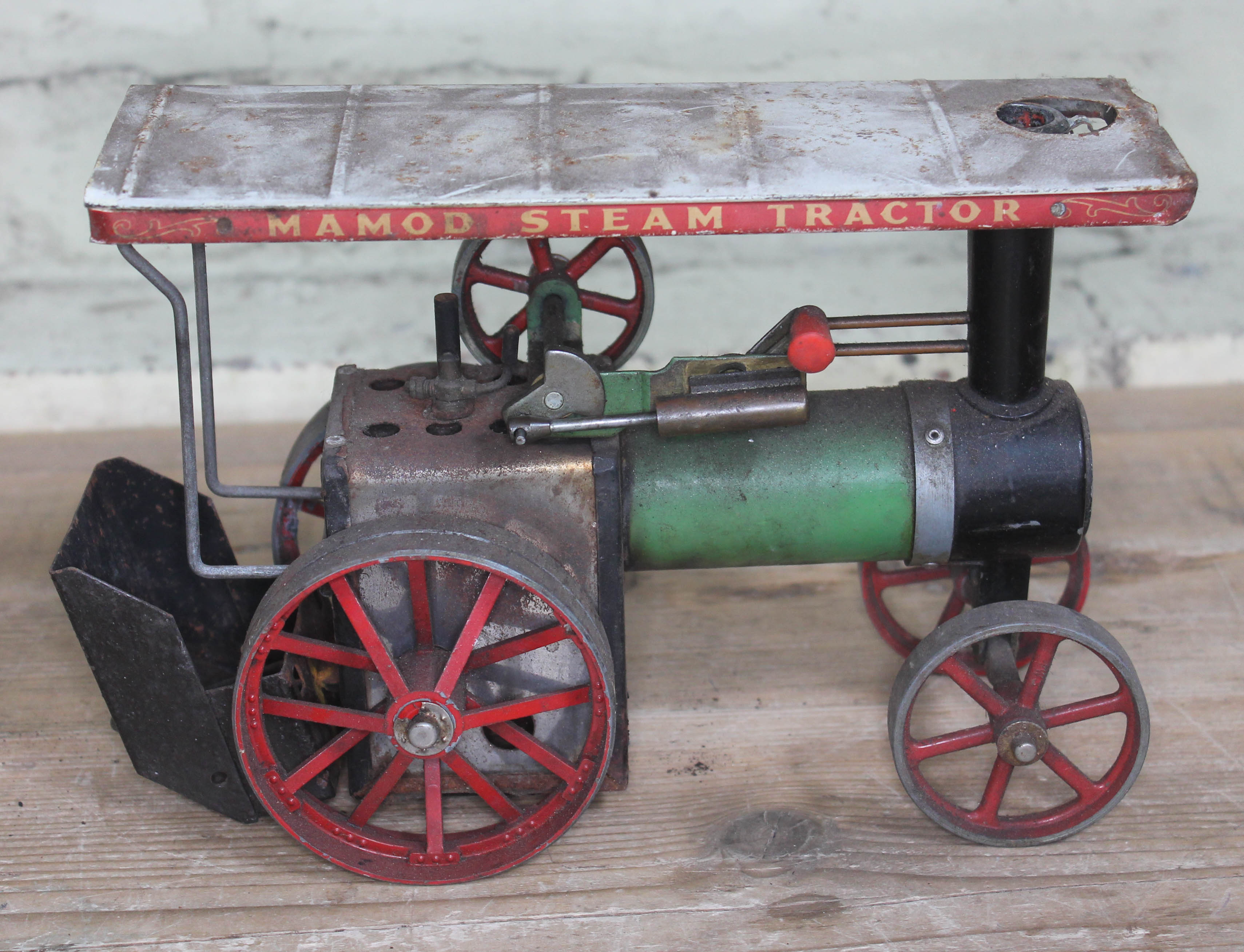 A Mamod steam traction engine.