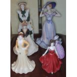 A group of six Coalport figures comprising; Regents Park - The Age of Elegance, Aggla - Anne of