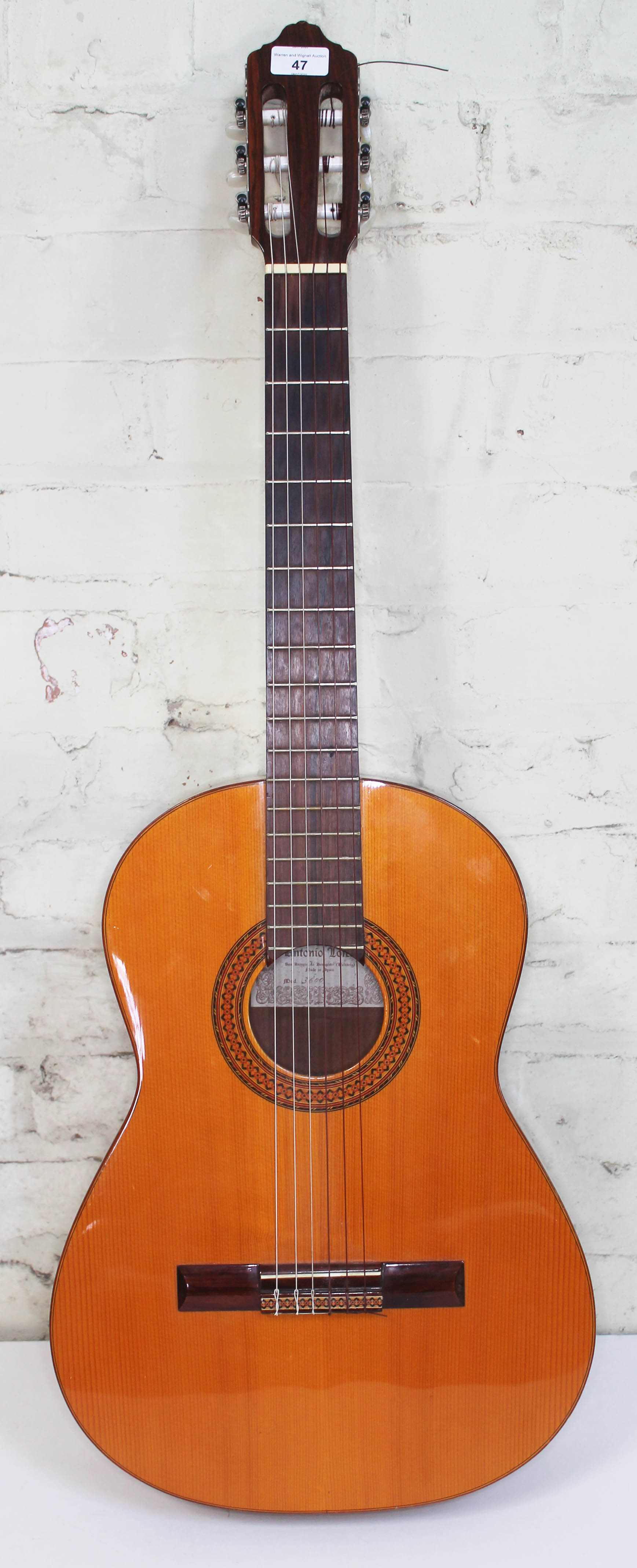 An Antonio Lorca nylon strung classical guitar model number 3600.