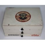 A vintage Dewhurst's "Silko" cotton bobbin chest of drawers and contents, length 30cm.