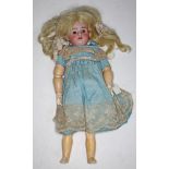 An early 20th century German bisque doll Heinrich Handwerck, Germany, Halbig, with glass static