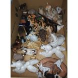 A box of various animal ornaments.