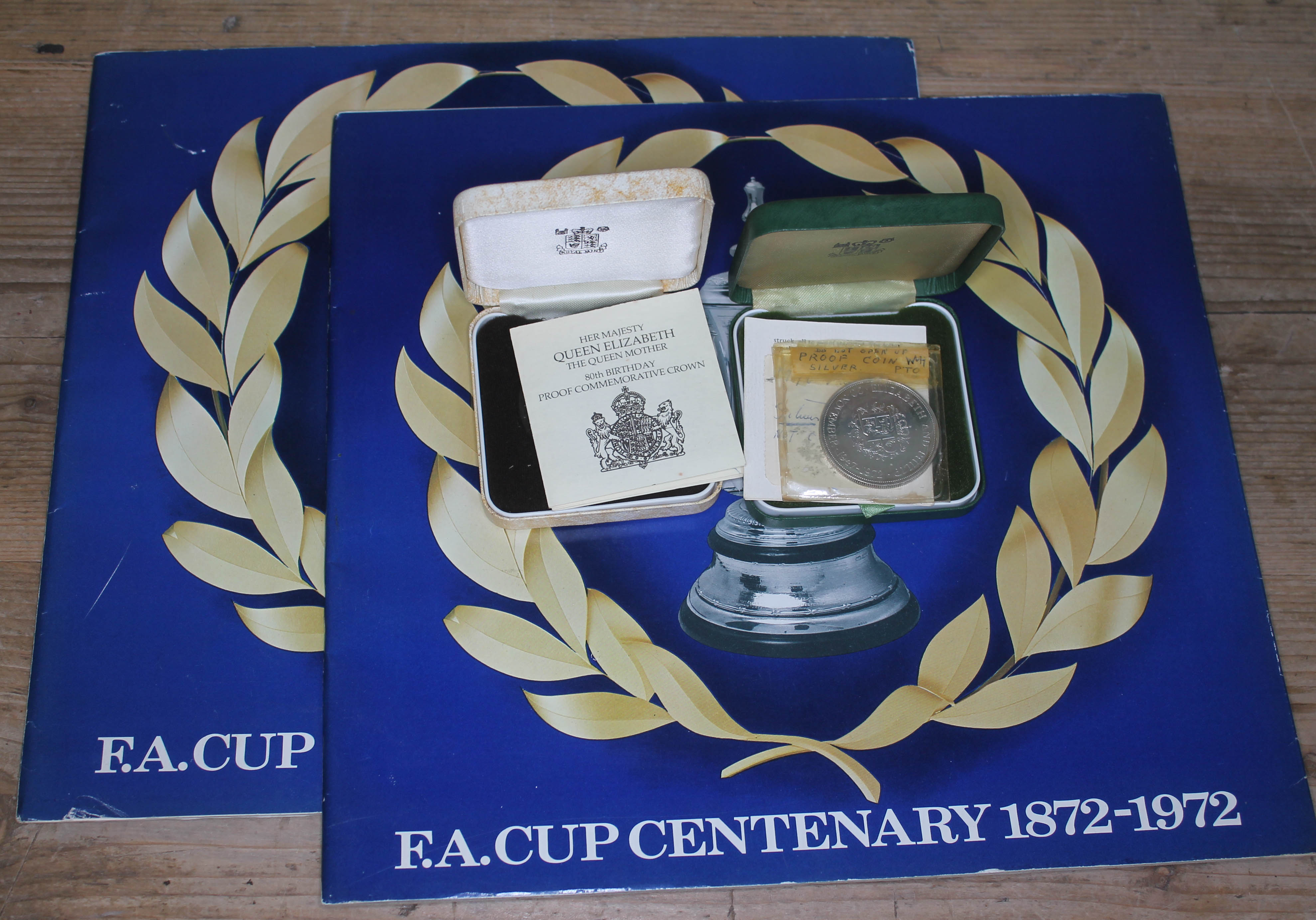 Two complete sets of Esso FA Cup Centenary 1872-1972 collectors medals, together with a Queen