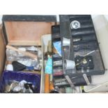 A box of watchmakers tools, accessories and spares. etc.