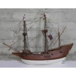 A wooden model galleon.