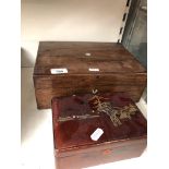 A rosewood writing box and a chinoiserie box