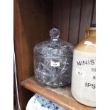 A large glass lidded jar.