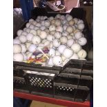 A crate of golf balls