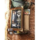 A wicker basket of misc items