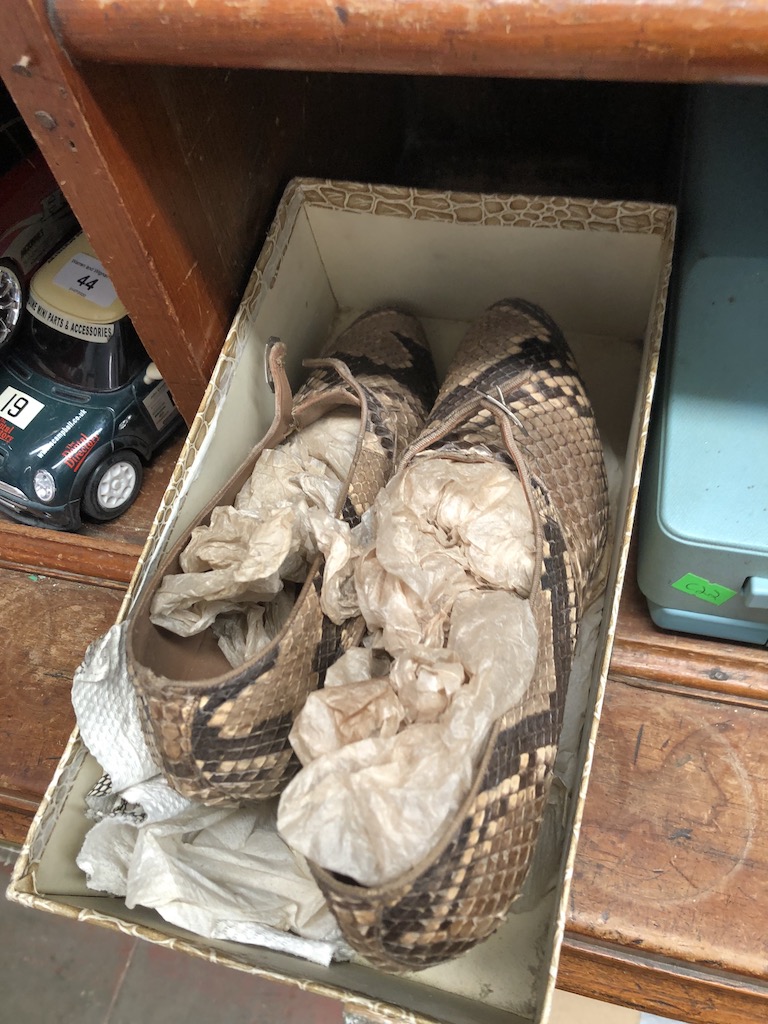 A pair of Stead & Simpson snakeskin ladies shoes