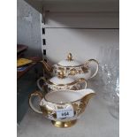 Three piece Sadler gilt teaset