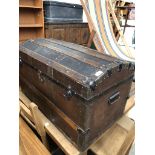 A vintage domed travel trunk