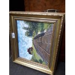 Bryan Butler, railway track, oil on board, signed lower right, 29cm x 24cm, framed.