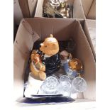 Box of pottery and glassware