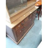 An inlaid dressing table chest with brass swan neck handles - no mirror