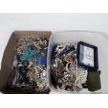 Two boxes of costume jewellery