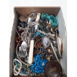 A box of costume jewellery etc
