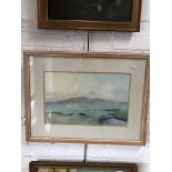 Nancy Corkish, lake scene landscape, watercolour, signed bottom left, 31cm x 48cm, framed and glazed