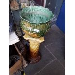 Pottery jardiniere on stand