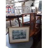 A panelled mirror and a mahogany side table