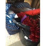 Two bags of xmas decorations.