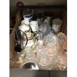 Box of including glass ware, Noritake etc.