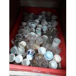 Box of pottery and glass eggcups