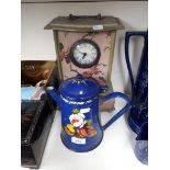 Modern clock and bargeware teapot