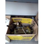 Box of brassware inc lantern