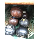 Collection of crown green bowls to include Thomas Taylor