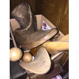 A box of wooden shoe lasts.