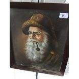 A portrait of a fisherman, oil on canvas, laid on board, unsigned, 37cm x 32cm, framed and glazed.