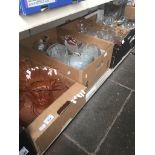 Four boxes of glassware