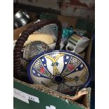 A box of mixed pottery and glassware