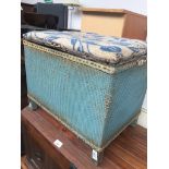 A Lloyd Loom style blue woven linen box