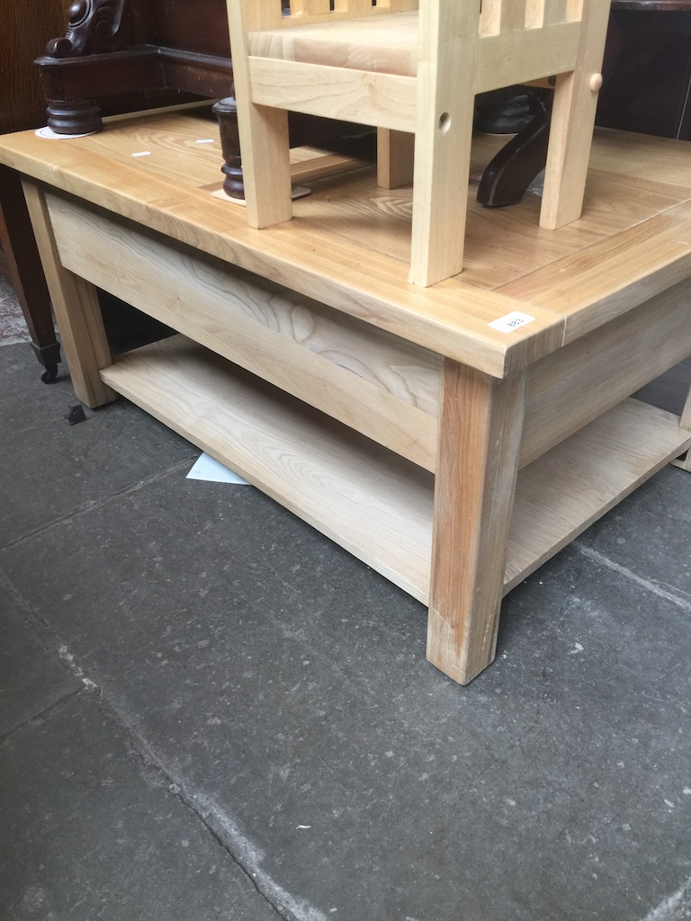 A modern light oak coffee table