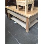 A modern light oak coffee table