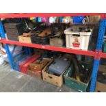 A shelf, and under shelf of mixed tools etc - approx 10 boxes