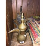 2 antique bedouin Persian / Turkish brass coffee pots with Tughra marks.