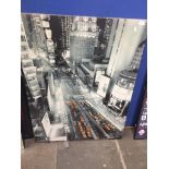 A large canvas depicting New York.