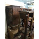 A rustic style multi drawer cabinet and a side table