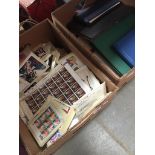 2 boxes of first day covers and stamps etc