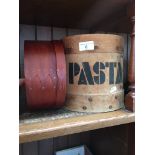 A wooden Pasta bin and another.